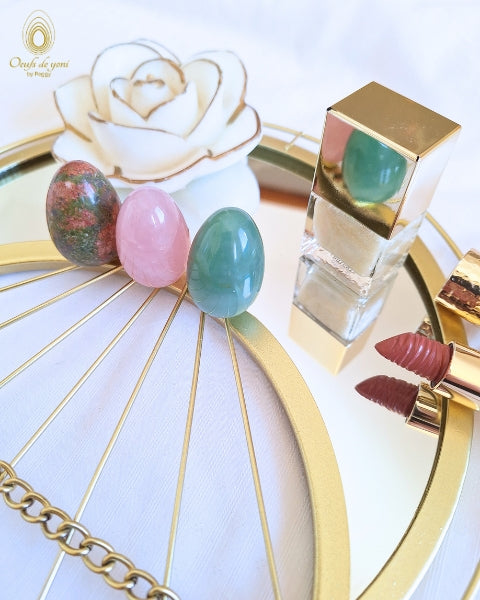 *1 oeuf de yoni offert- coffret trio - Les oeufs de la guérison du coeur - 3 oeufs moyens non troués pour le prix de 2
