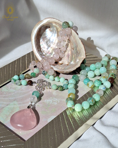 Mala Animaux Totem - le Cerf : chrysoprase, quartz rose