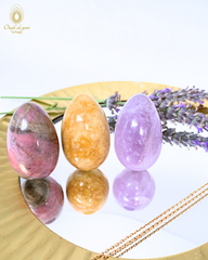 Coffret Trio des plaisirs - 3 oeufs moyens non troués pour le prix de 2 - Rhodonite, Aventurine jaune et Améthyste