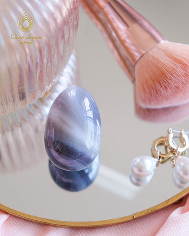 L’oeuf de l'équilibre émotionnel - Agate grise grand non troué