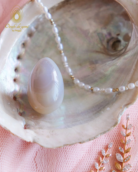 L’oeuf de l'équilibre émotionnel - Agate grise petit non troué