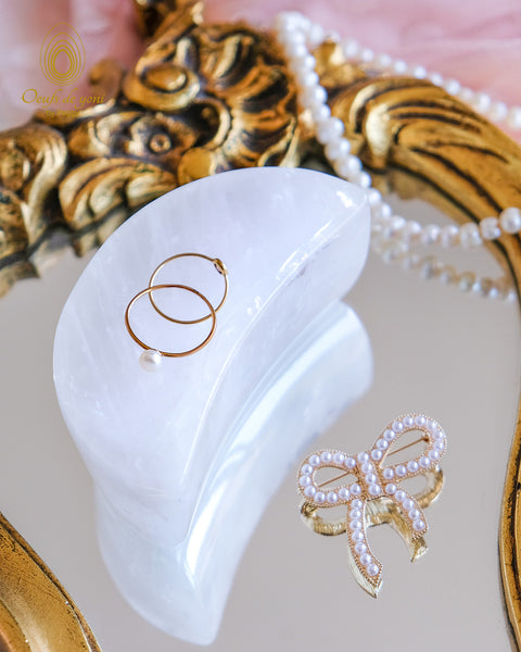 Coffret Amour :  L'oeuf de yoni de la guérison de vos blessures d'amour + Bol de rechargement énergétique Croissant de Lune - oeuf quartz rose non troué + bol quartz cristal
