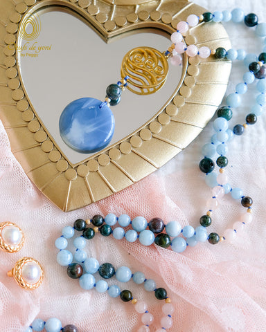 Mala by Peggy - Collection les 4 éléments - L'Eau - Aigue marine - morganite rose - agate d'eau - opale bleue