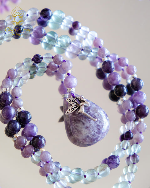 Mala "La Magie" - Améthyste, Lépidolite, fluorite - Edition Limitée