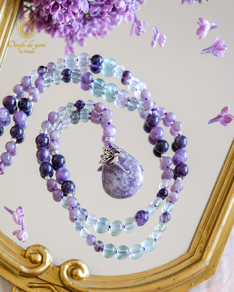 Mala "La Magie" - Améthyste, Lépidolite, fluorite - Edition Limitée