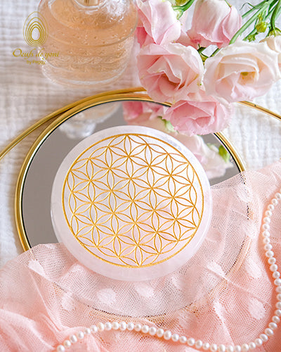 Coffret Oracle - L'Oracle des Femmes Divines et le grand rond de rechargement quartz cristal fleur de vie