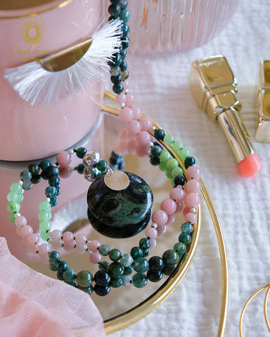 Mala-Astro-TAUREAU-agate-mousse-jade-vert-clair-opale-rose-jaspe-kambamba-1