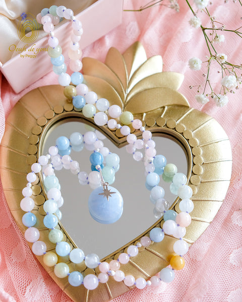 Mala by Peggy - TRANQUILLE - morganite et opale bleue