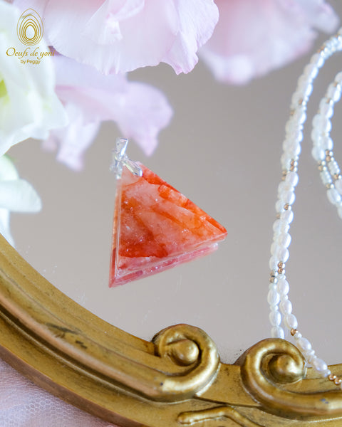 Pendentif "fait en France" - Le pendentif de l'énergie vitale - Quartz hématoïde rouge